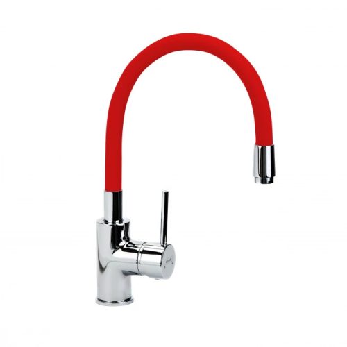 MINOTTI TUBO flexibilis mosogatócsaptelep, 2 csöves, piros szilikon