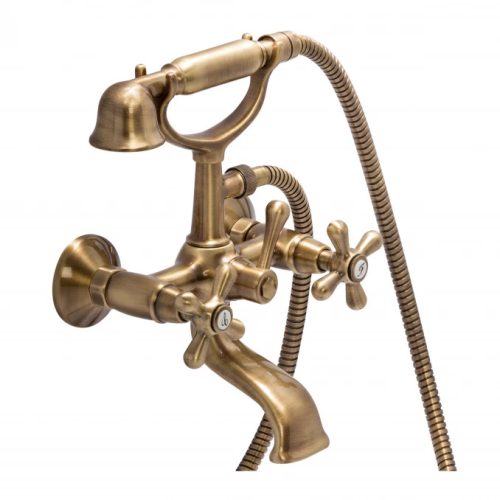 EMMEVI DECO kétszelepelt kádcsaptelep, bronz, zuhanyszettel