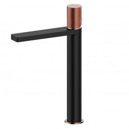 Magas mosdócsaptelep COPEN NOOK GRIP matt fekete / rose gold