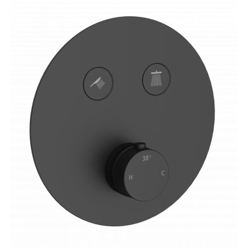 COPEN CoolTouch termosztátos csap előlap, kerek, matt fekete