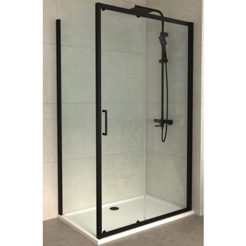 Oldalfal COPEN ATLAS BLACK 800x1950 mm víztiszta üveg, fekete keret, 6 mm