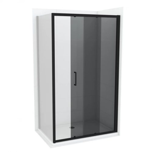 Tolóajtós zuhanyajtó ATLAS BLACK 1200x1950 mm sötétített víztiszta üveg, fekete keret, 6 mm