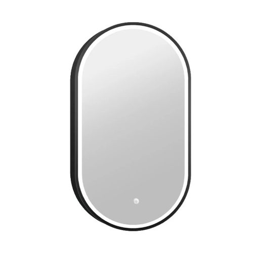 Tükör COPEN 500x900 mm, LED világítás, matt fekete alumínium keret (40,6 mm)