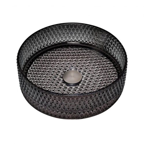 Fekete üvegmosdó COPEN, pultra helyezhető, 400x125 mm