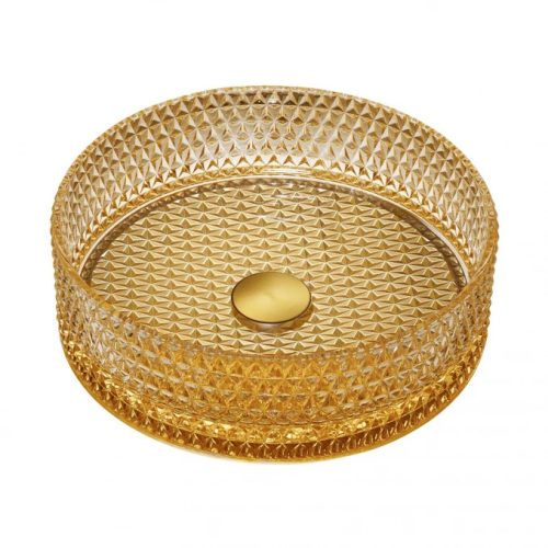 Arany színű üvegmosdó COPEN, pultra helyezhető, 400x125 mm