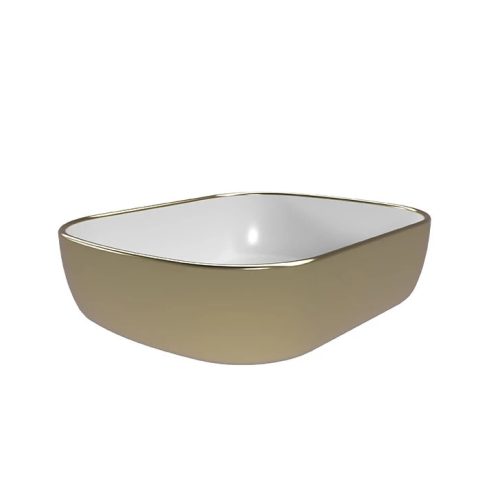 Felső beépítésű mosdó COPEN, 505x405x140 mm, arany-fehér