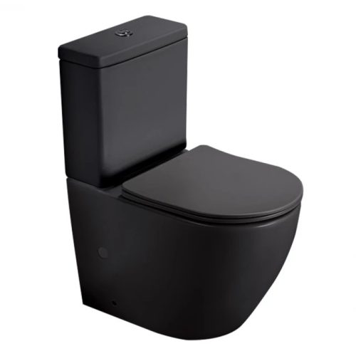 PERLA rimless monoblokk matt fekete soft close duroplast WC ülőkével, vario