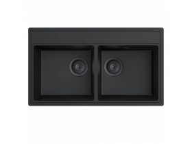   MILO METRO gránit duplamedencés mosogató 76x44 Lava stone, szifonnal