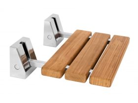 MINOTTI zuhanykabinos szék, falra szerelhető, teakfa