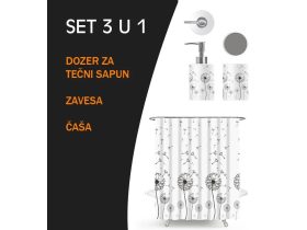   MINOTTI MASLACAK fürdőszobai szett zuhanyfüggönnyel, pohárral és adagolóval