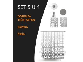   MINOTTI VITRAZ fürdőszobai szett zuhanyfüggönnyel, pohárral és adagolóval