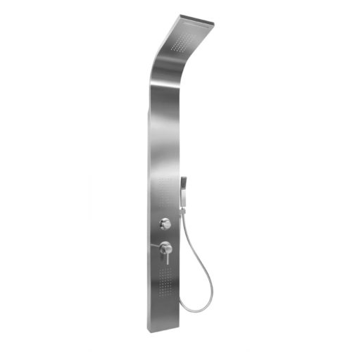 MINOTTI masszázs zuhanypanel vízeséssel, szögletes kézi zuhannyal, inox