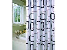   MINOTTI zuhanyfüggöny 2000x1800 mm, fekete négyzetes minta