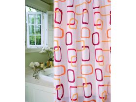   MINOTTI zuhanyfüggöny 2000x1800 mm, piros téglalap mintás
