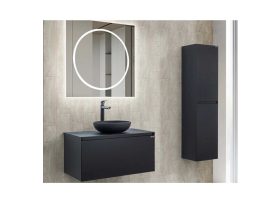   LINEART TISA 600 fekete mosdószekrény fekete pultra, mosdó nélkül