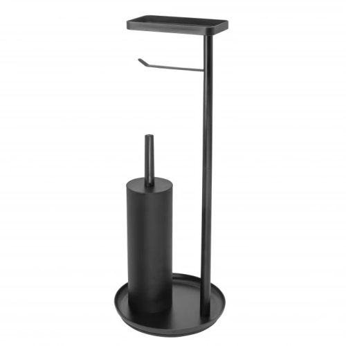 MINOTTI WC kefe álló, WC papírtartóval, fekete